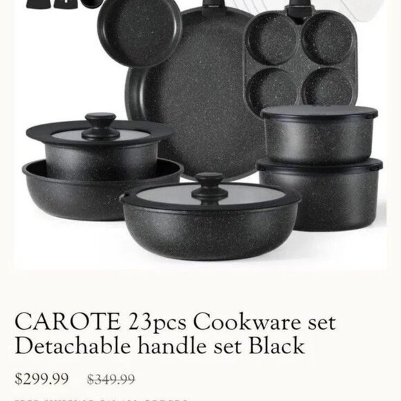 Carote 23pcs Cookware Set | Ceramic Non Stick Pots and Pans | Detachable Handles - Picture 3 of 7